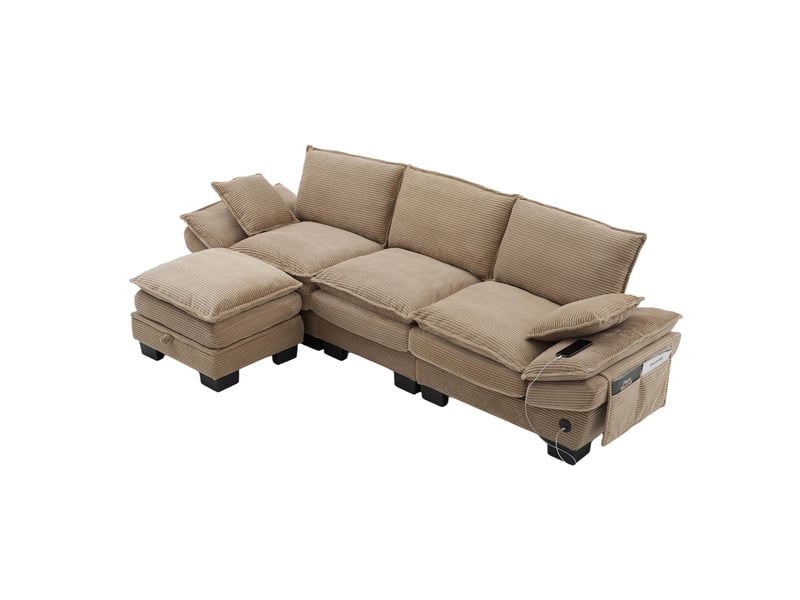  Canapé d'angle réversible fixe 3 places tissu kaki  - Conforama A