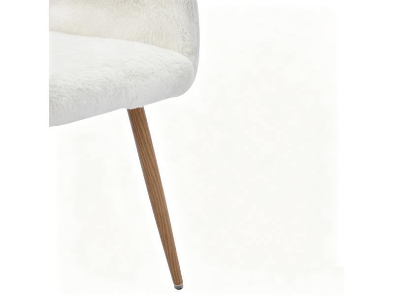  Chaise avec accoudoirs dossier ajouré et pieds métalliques en fausse fourrure blanche  - Conforama C