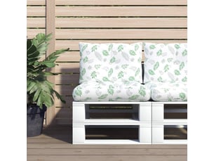 Lot de 2 coussins de palette, coussins de canapé motif de feuilles tissu oxford cf59572