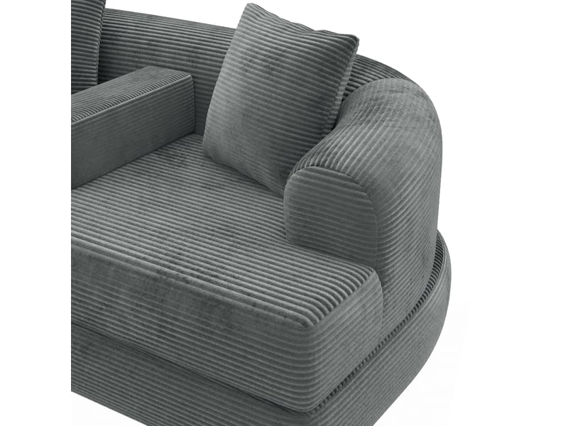  Canapé convertible 2 places en cordonnet gris foncé avec accoudoir amovible et porte-gobelet intégré  - Conforama R