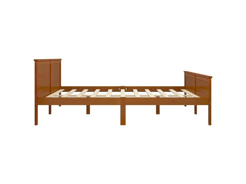  Lit double- lit adulte -  cadre de lit sans matelas marron miel bois pin massif 200x200cm  - Conforama D