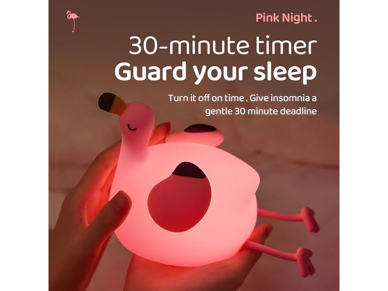  Veilleuse enfant flamant rose – lampe led dimmable, rechargeable, silicone doux, cadeau bébé, décoration chambre  - Conforama E