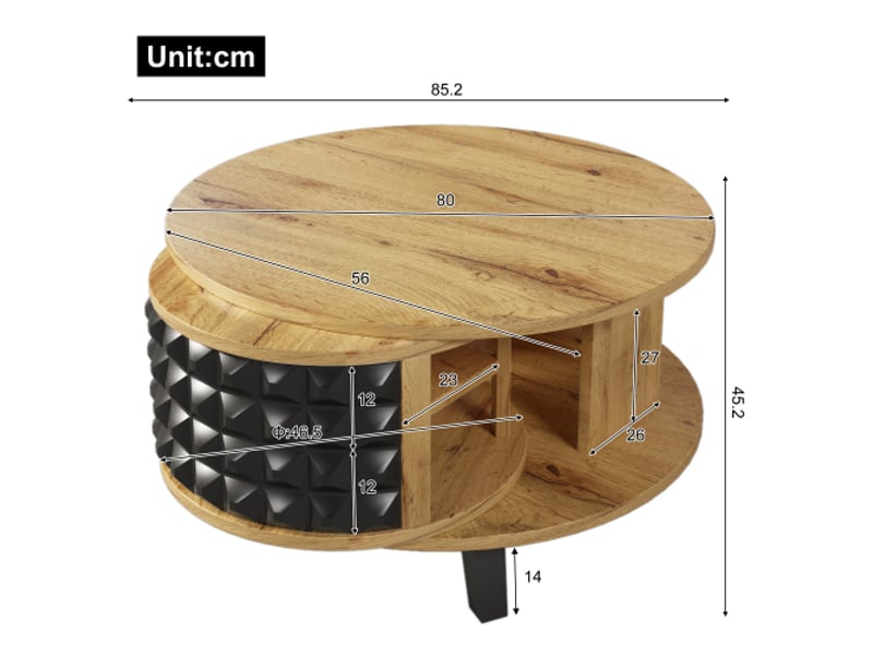 Table basse ronde naturel - 80x85,2 cm panneau de particules table basse naturel - Conforama C