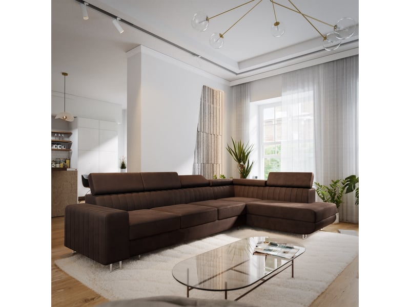 Canapé d'angle hestion, velours marron - Conforama B