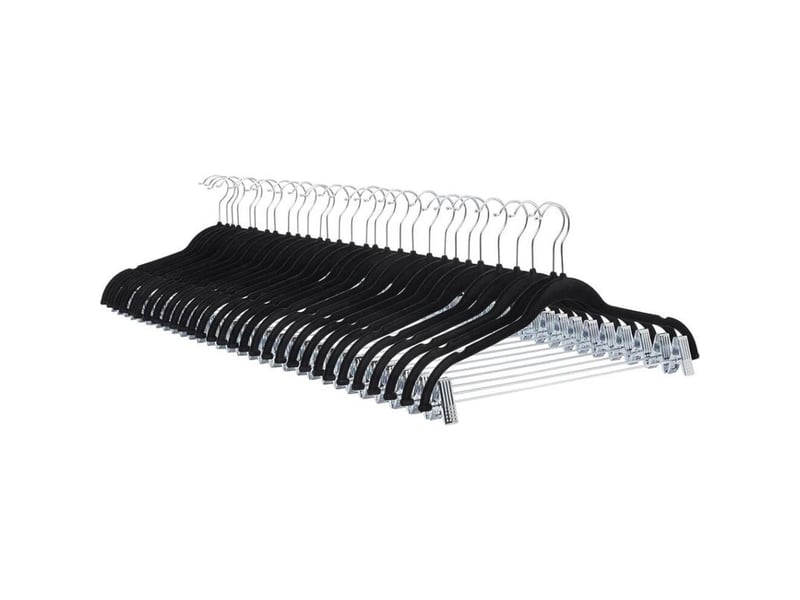  Cintres en velours avec pinces pour jupes lot de 24, noir  - Conforama A