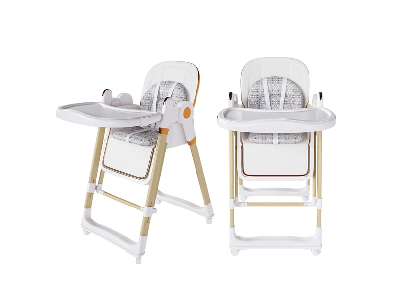  Chaise haute bébé 2-en-1 blanche, fonction balancelle, pliable et réglable en hauteur  - Conforama A