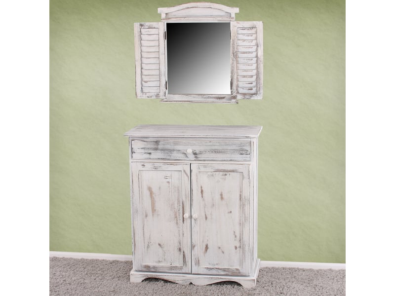 Commode, table d'appoint, armoire, 66x33x78cm, shabby, vintage - blanc - Conforama C