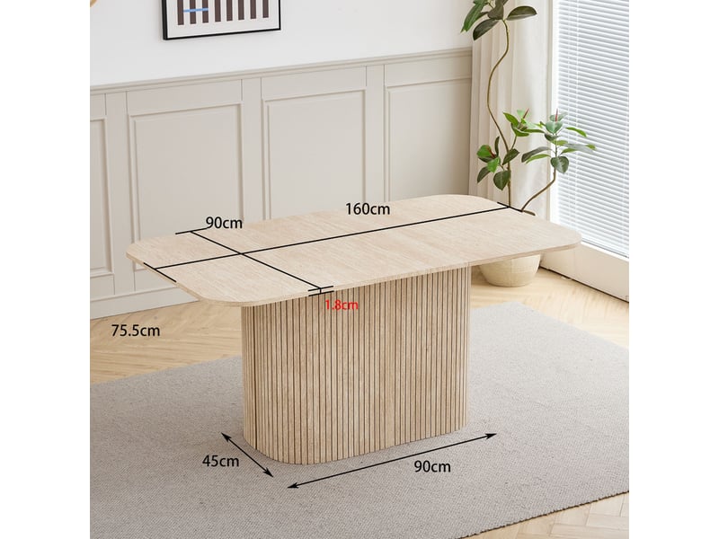  Table à manger ovale 160 cm pour 6-8 personnes – mdf travertin jaune –  style scandinave  - Conforama E