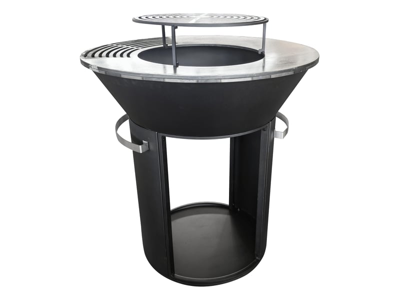  Barbecue rond grand avec plaque d'acier rond et grill en acier coloris noir EFP59B ROUND - Conforama A