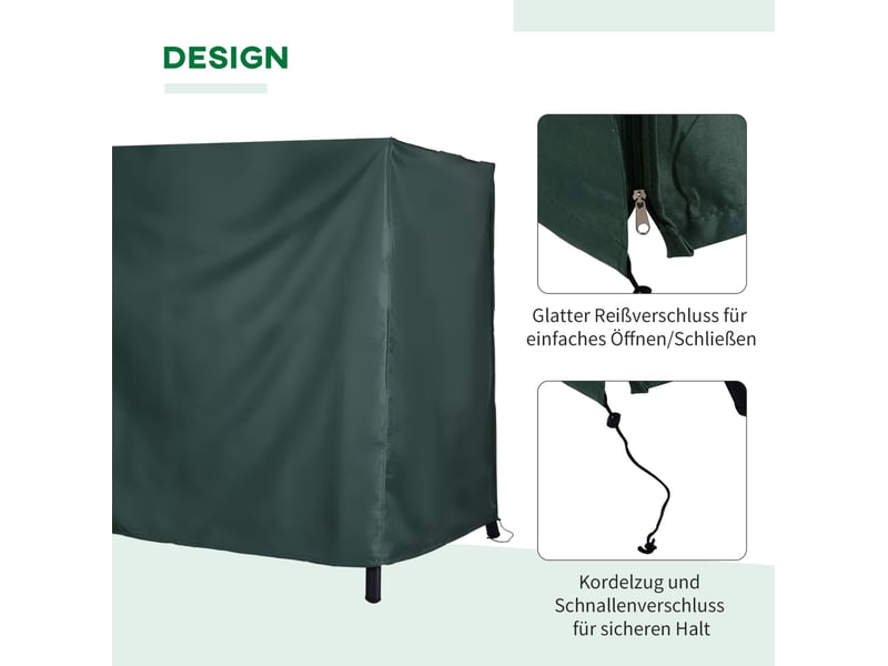 Housse de protection pour balançoire de jardin 205x124x164 cm – vert foncé – imperméable et anti-uv - Conforama D