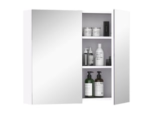 Armoire murale salle de bain avec miroir 70 x 60 cm avec étagère réglable, miroir salle de bain avec rangement, blanc
