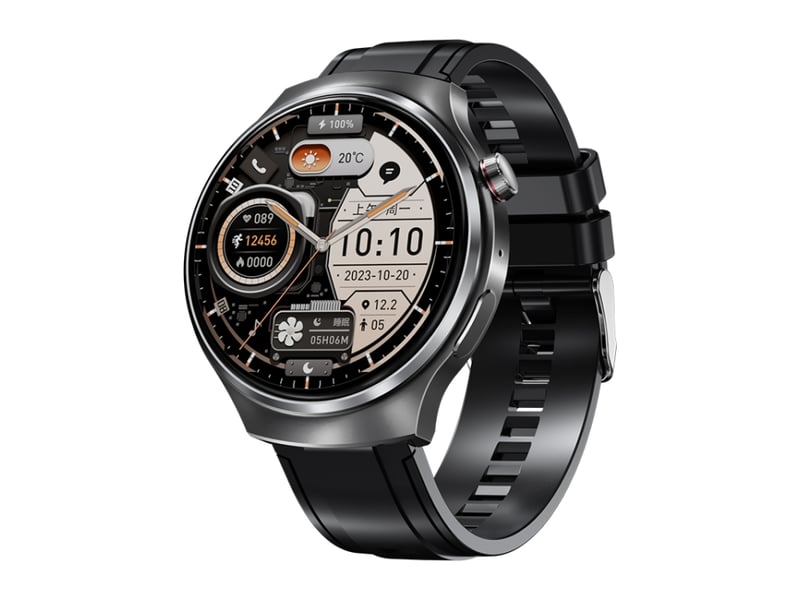 (noir) montre connectée avec un écran couleur de 1,46 pouce, compatible avec les appels bluetooth et la surveillance de la fréquence cardiaque.