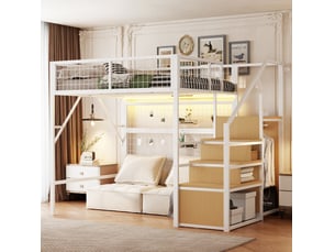 Lit mezzanine 140x200 cm <strong></strong>  <strong></strong> coloris blanc