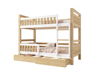 Lit superposé 2x90x200 cm OKWISH coloris bicolore