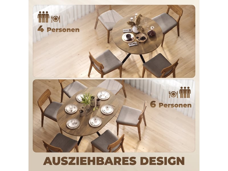  Table à manger extensible 4 à 6 personnes coloris bois marron 135 x 100 x 75 cm  - Conforama D