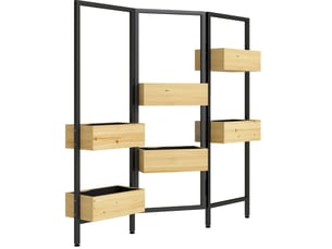 Jardinière avec paravent 116x20x112 cm – bois naturel et noir – 6 bacs pliables à drainage efficace