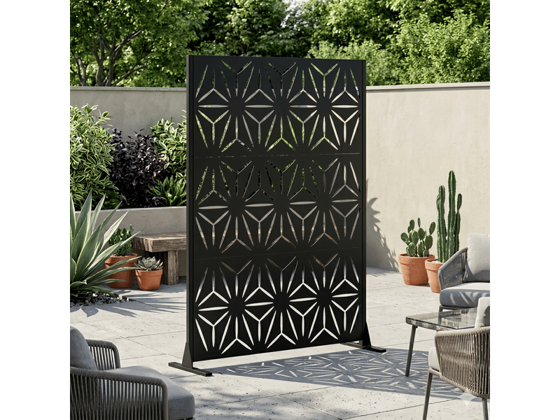 Paravent extérieur autoportant en métal, noir, 183 x 116 cm, écran d’intimité IKSETERA TRADING LTD - Conforama B