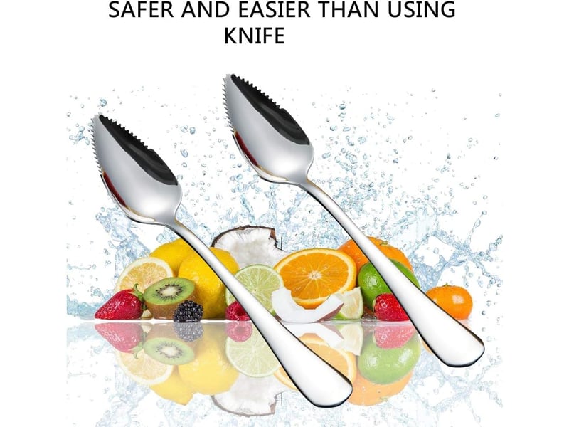 Cuillères à pamplemousse en acier inoxydable (lot de 2) – pour pamplemousse, kiwi, papaye et crème glacée, design élégant (argent) - Conforama C
