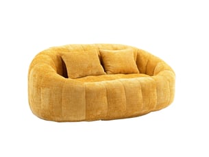 Canapé pouf modenvie 2 places en chenille jaune 150 x 95 x 63 cm