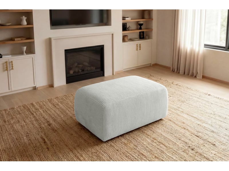  Sacha - pouf en petit velours côtelé blanc 105x57x40  - Conforama B