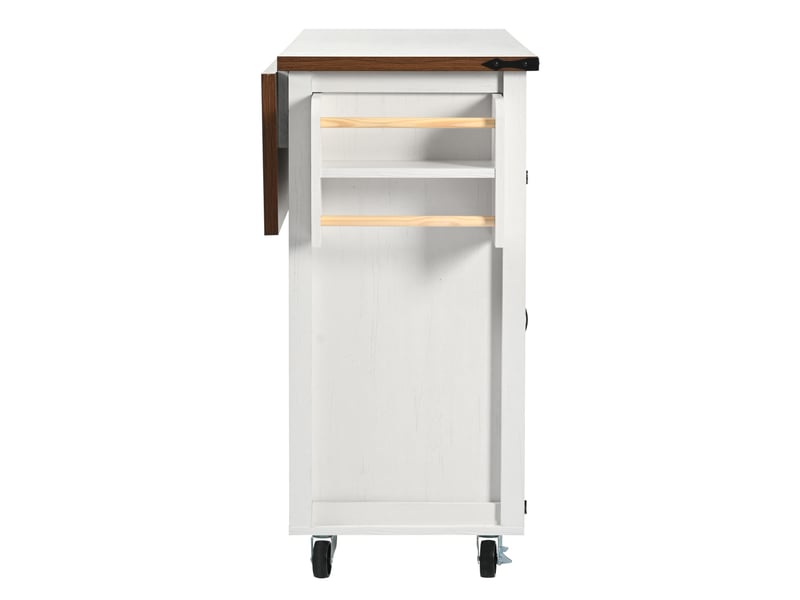 Îlot de cuisine pivotant à 360 degrés, table de bar sur roulettes extensible avec 3 tiroirs, blanc - Conforama W
