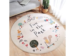 Tapis lavable - grand tapis rond de protection en peluche - tapis de salon pour enfants - 80cm - style 2