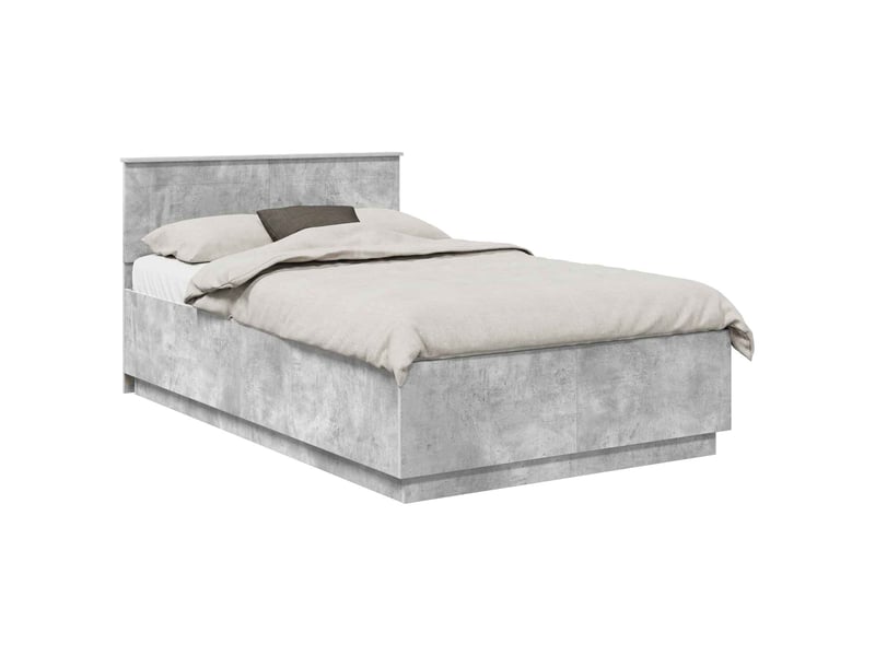Lit double- lit adulte - cadre de lit gris béton 120 x 190 cm bois d'ingénierie - Conforama A