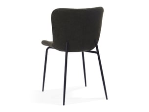 Lot de 2 chaises de salle à manger modernes, dossier haut arrondi, revêtement en tissu, pieds en métal, vert