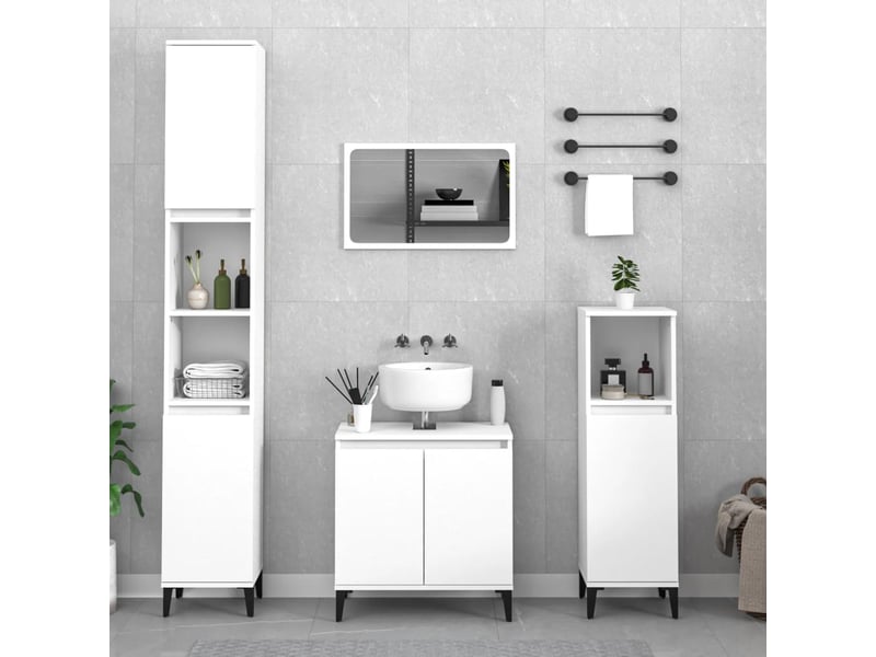 Ensemble de meubles salle de bain 3 pcs blanc bois d'ingénierie cf63936 - Conforama B