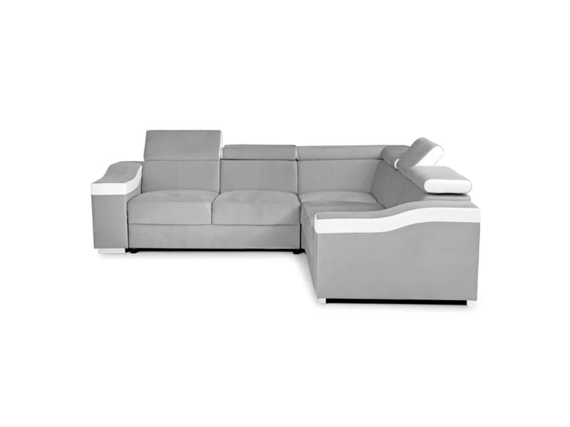  Lucky mini - canapé d’angle convertible réversible en velours gris clair et simili cuir blanc LUCKY-MINI-GRICLR-BLA - Conforama C