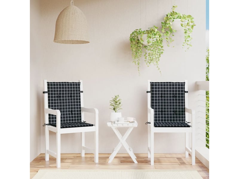  Lot de 2 coussins de dossier,  coussins de dos, tissu oxford noir et blanc cf59450  - Conforama B