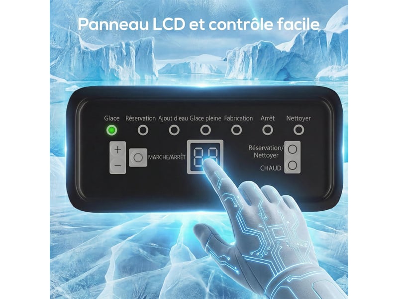  Machine à glaçons commerciale 36 kg24h, acier inoxydable, ice maker, capacité 5,5 kg, 36 cubes par 10 minutes,  - Conforama E