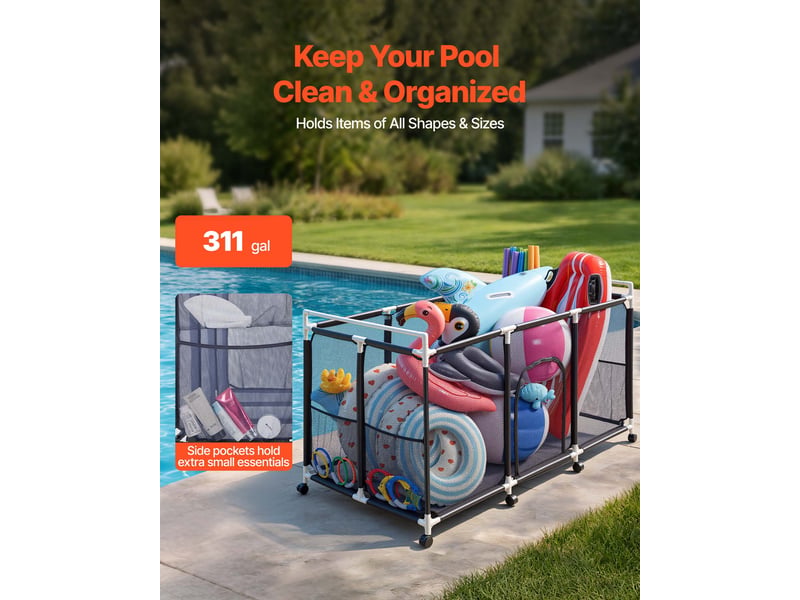  Vevor panier rangement flotteur piscine stockage bouée 159x81,5x91,5cm tube pvc  - Conforama B