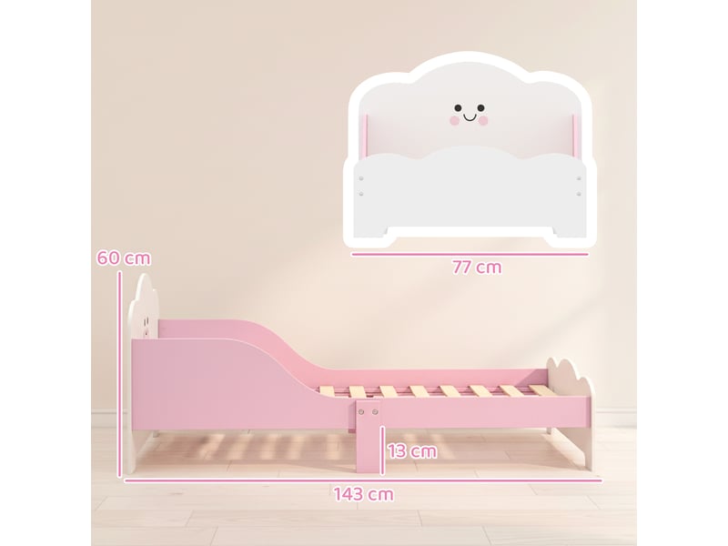  Lit montessori en bois pour enfants de 3 à 6 ans, 143 x 77 cm, rose  - Conforama E