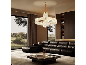Lustre 3 anneaux en cristal c – led 72 w intégrée, éclairage 3 couleurs