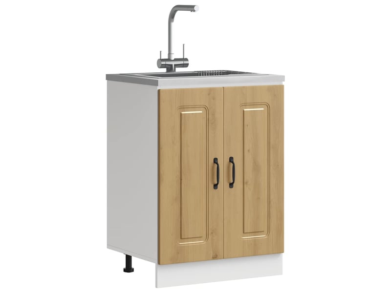 Meuble de cuisine, meuble bas pour évier kalmar chêne artisanal bois d'ingénierie - Conforama B