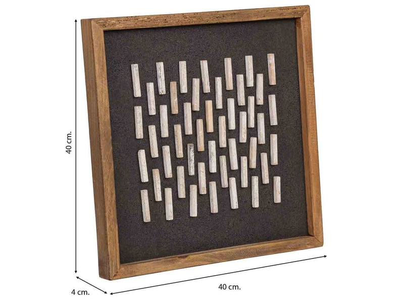 Tableau artisanal en bois recyclé relief noir et blanc 40x4x40 cm h - Conforama C