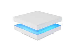 Table basse carrée 70x70x36 cm led bluetooth panneau de particules blanc