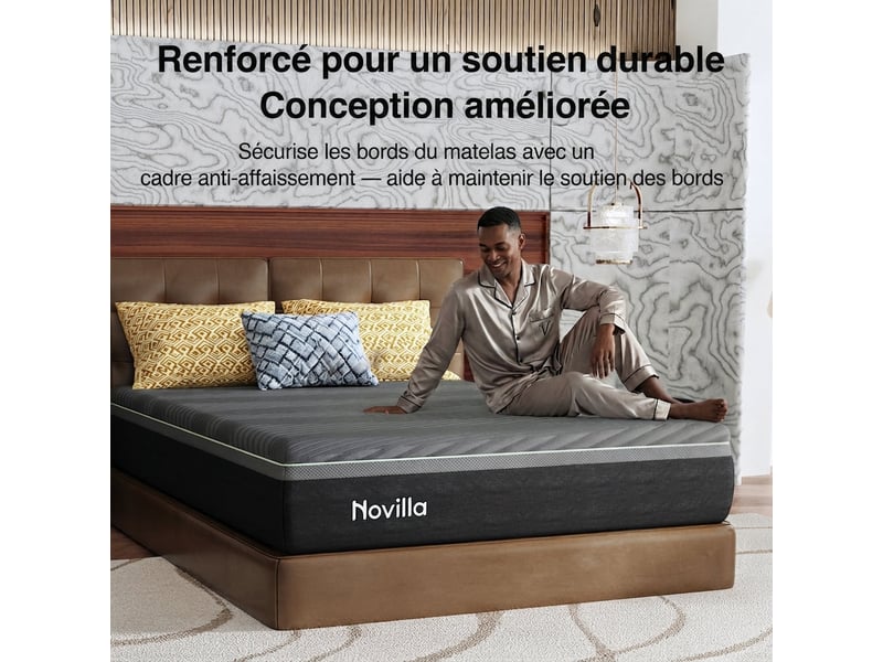  Novilla matelas en mousse 90 x 200 cm, épaisseur 30 cm, 7 zones, housse lavable, tissu oeko-tex, mousse certipur-us  - Conforama B