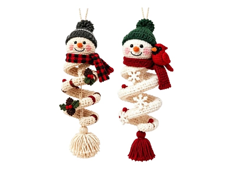  Lot de 2 kits diy crochet bonhomme de neige en spirale – pour débutants, ornements de noël à réaliser soi-même-style 11  - Conforama A
