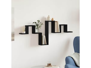 Étagère flottante, étagère suspendue montage mural chêne noir 104,5 x 43 x 10 cm cf42501