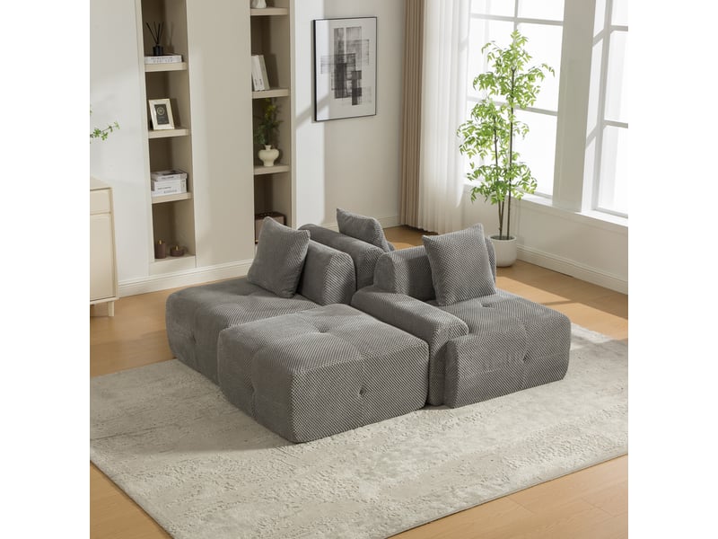  Canapé modulable en chenille 3 places gris - mousse 30d haute élasticité et sans montage  - Conforama B