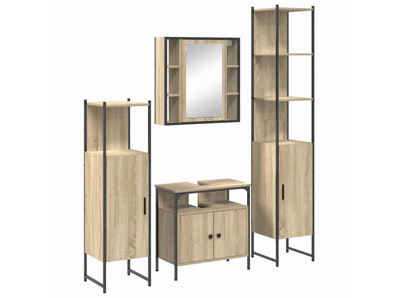  Ensemble de mobilier de salle de bain 4 pc chêne sonoma cf64519  - Conforama A
