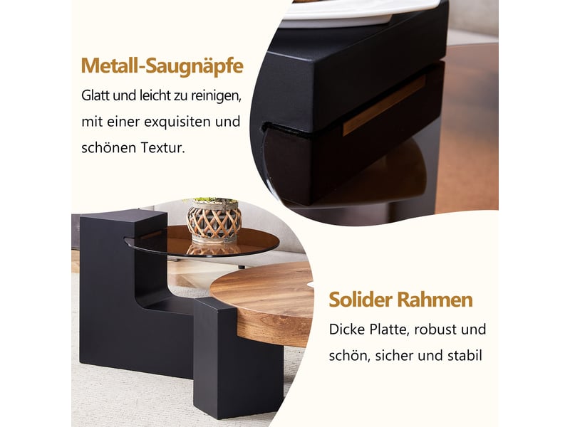 Table basse ronde ensembles mdf et verre 61 cm - Conforama E