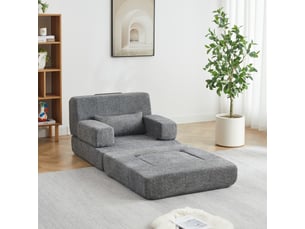 Canapé-lit convertible 1 place en chenille, canapé modulaire pliable, cadre en fer, convertible en lit d'appoint