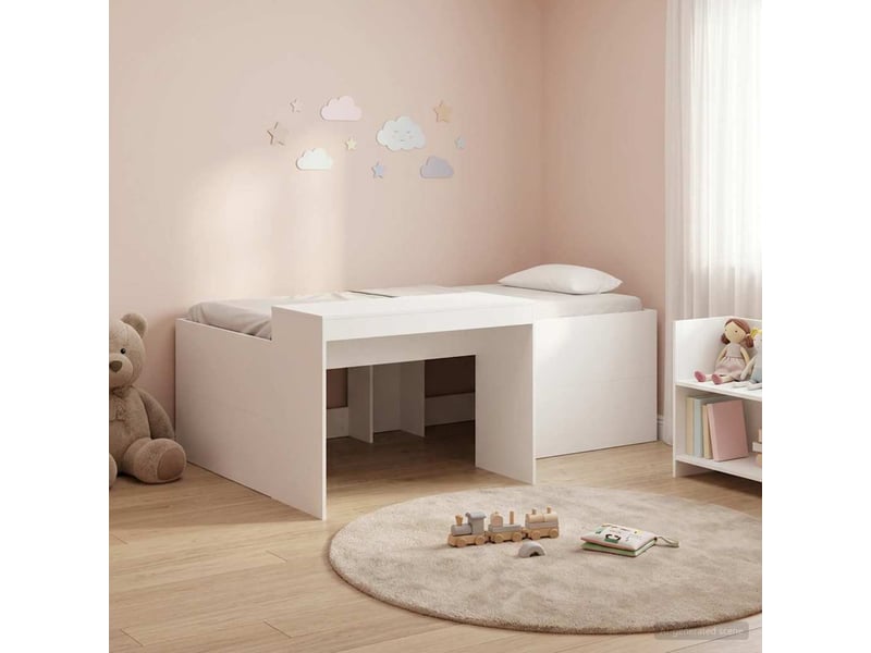  Lit haut pour enfants - lit jeune avec bureau blanc 90 x 200 cm  - Conforama B