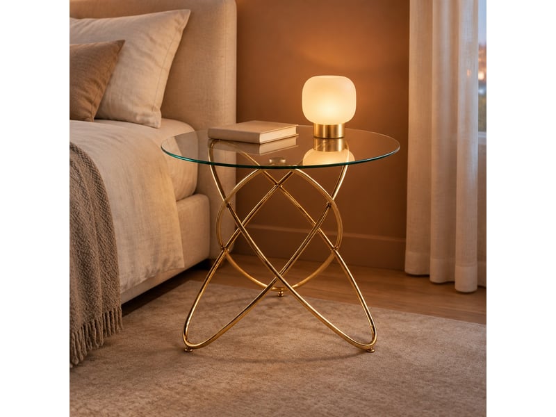  Table à manger en verre et métal coloris doré  - Conforama D
