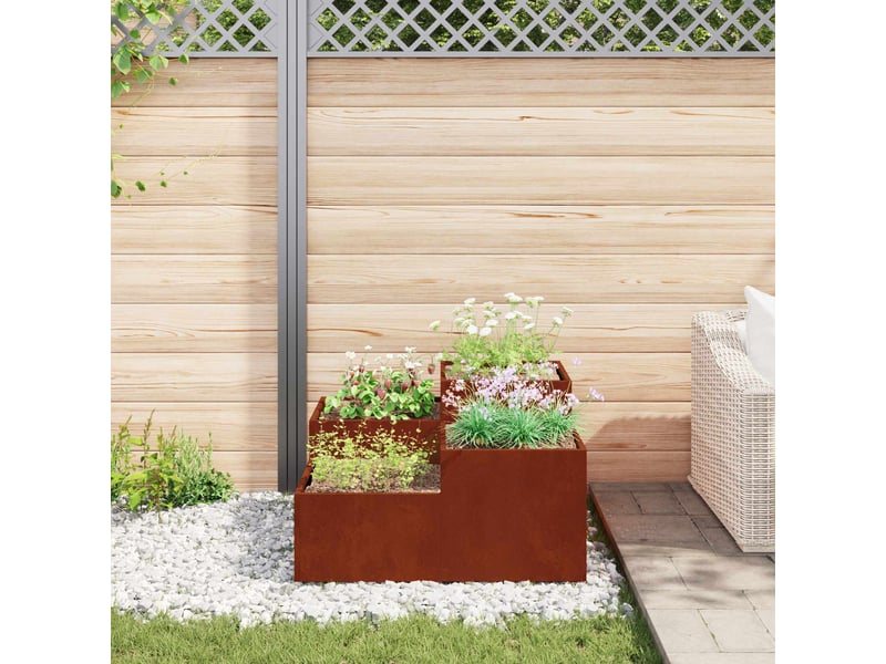 Jardinière - cache-pot de jardin rouillé 100 x 100 x 48 cm acier patiné - Conforama D
