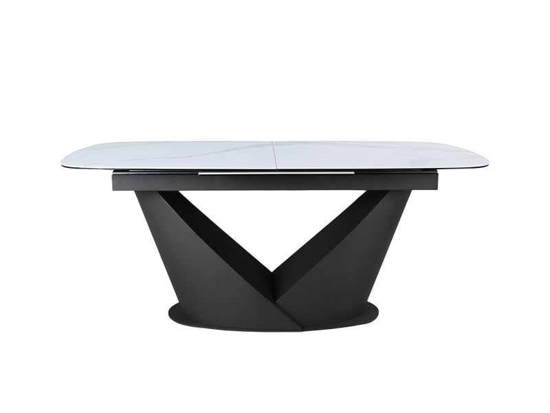 Table à manger extensible en métal marron plateau en céramique blanc 180-240 cm lerona VERONA-MARR-BLA - Conforama E