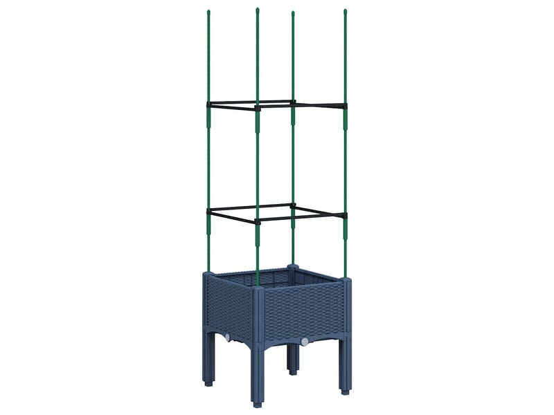  Jardinière - bac à fleurs avec treillis bleu gris 40x40x142,5 cm pp  - Conforama E